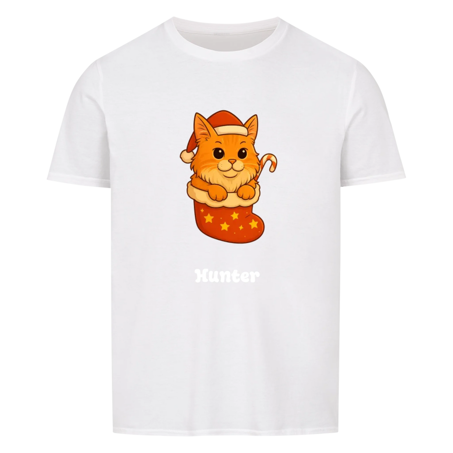 Dein Haustier als Cartoon im Weihnachtsstrumpf (T-Shirt unisex)