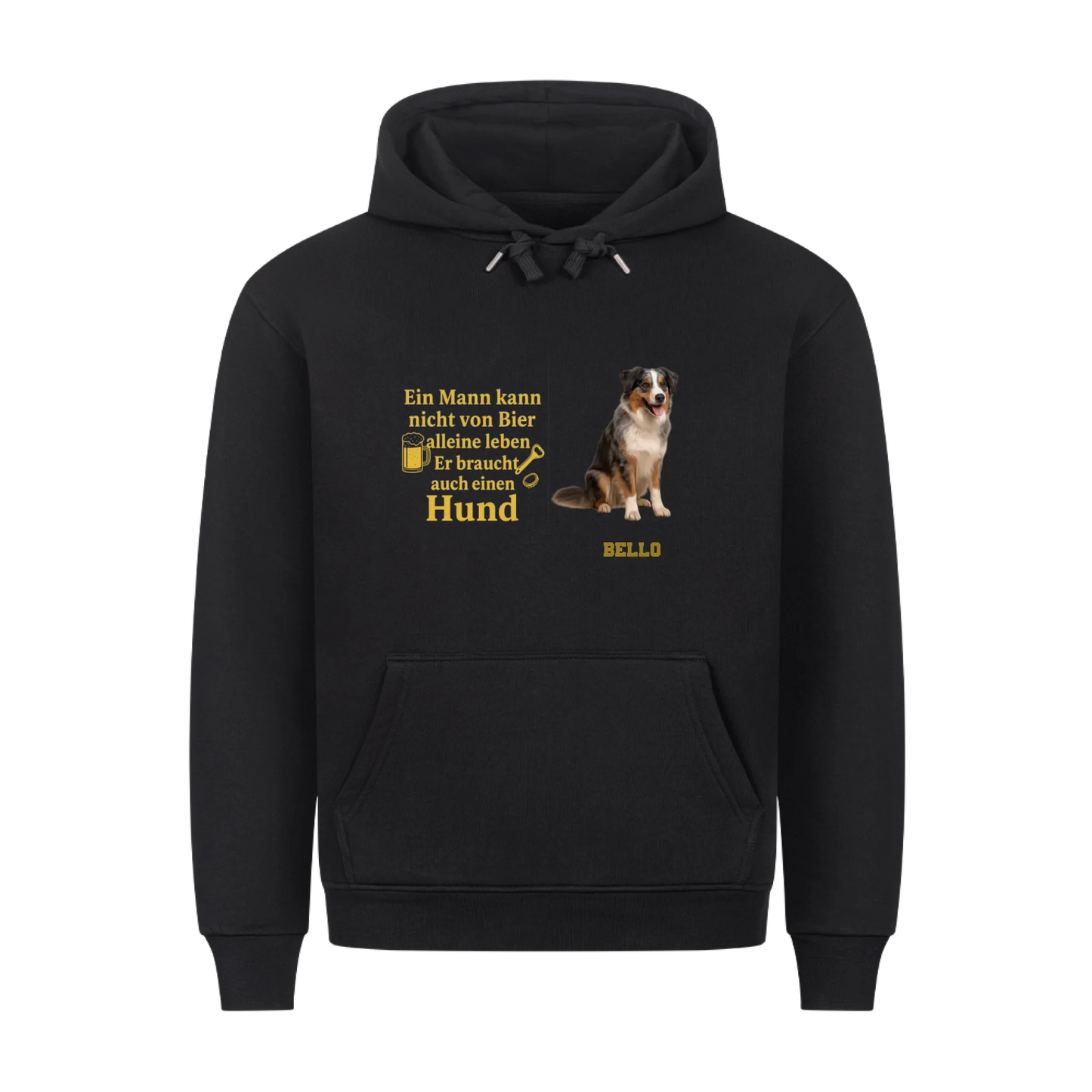 Personalisierter Bier & Hund Hoddie – Eigenes Foto + Wunschtext