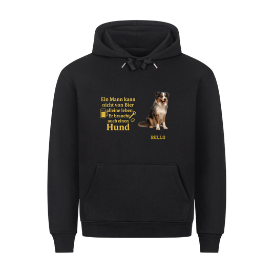 Personalisierter Bier & Hund Hoddie – Eigenes Foto + Wunschtext
