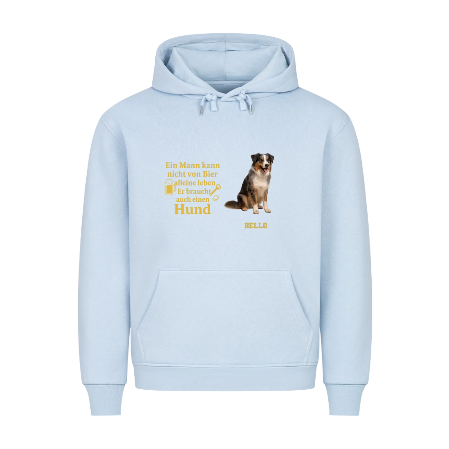 Personalisierter Bier & Hund Hoddie – Eigenes Foto + Wunschtext