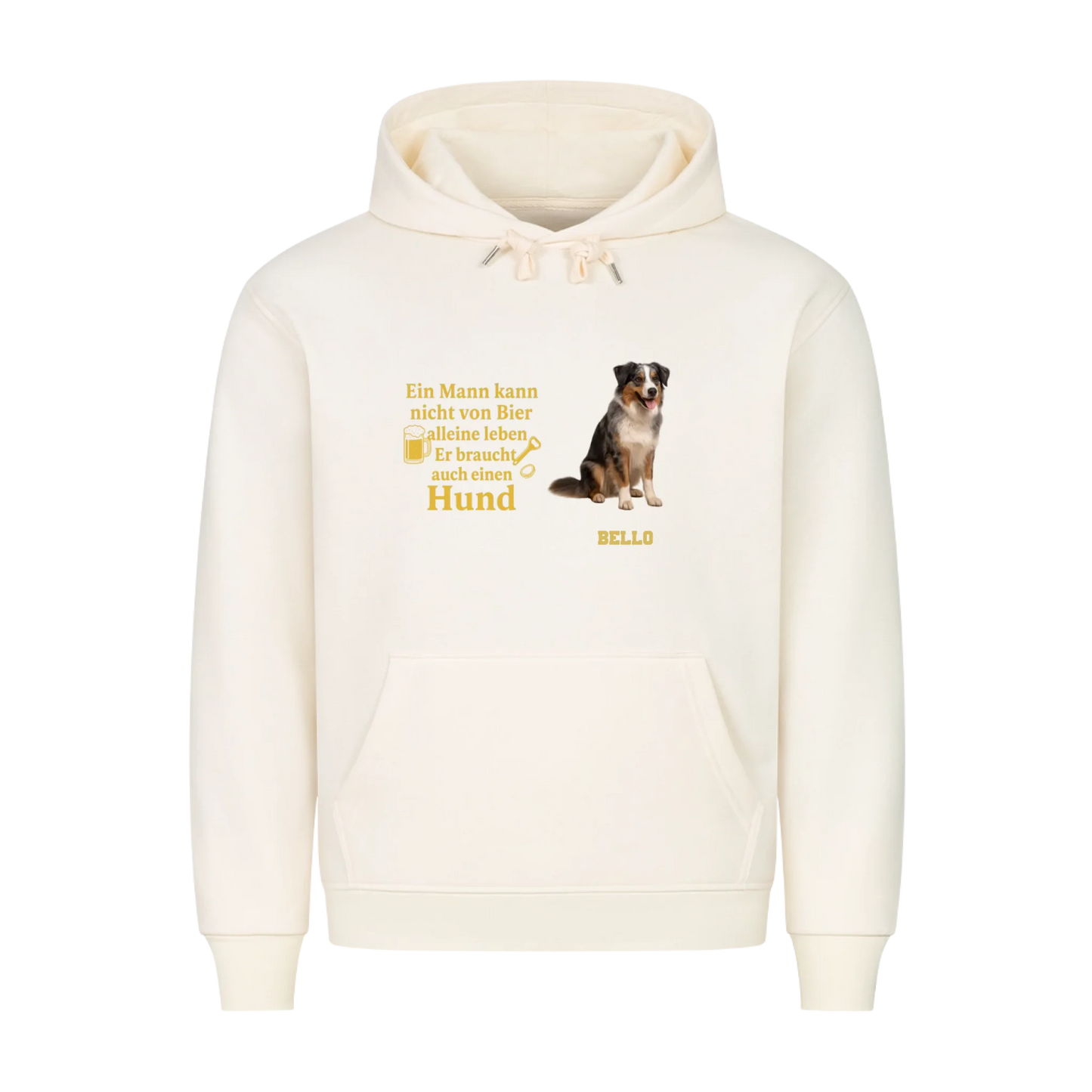 Personalisierter Bier & Hund Hoddie – Eigenes Foto + Wunschtext