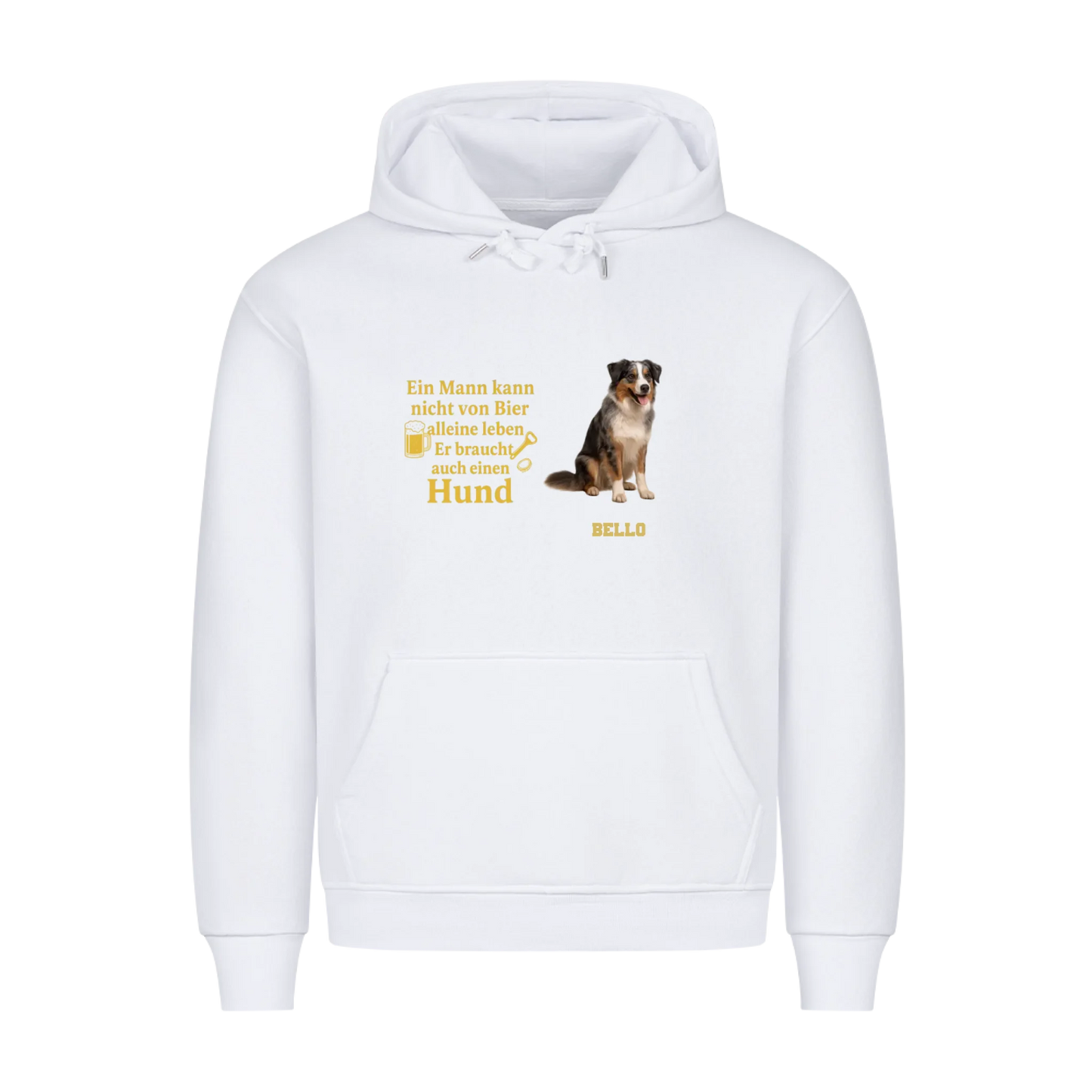 Personalisierter Bier & Hund Hoddie – Eigenes Foto + Wunschtext