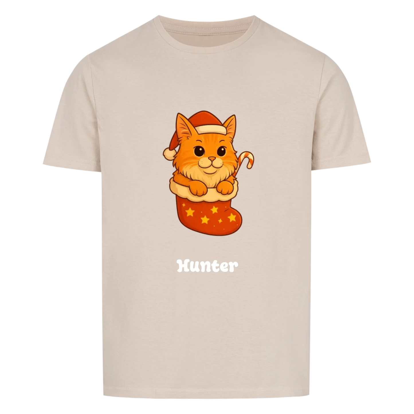 Dein Haustier als Cartoon im Weihnachtsstrumpf (T-Shirt unisex)