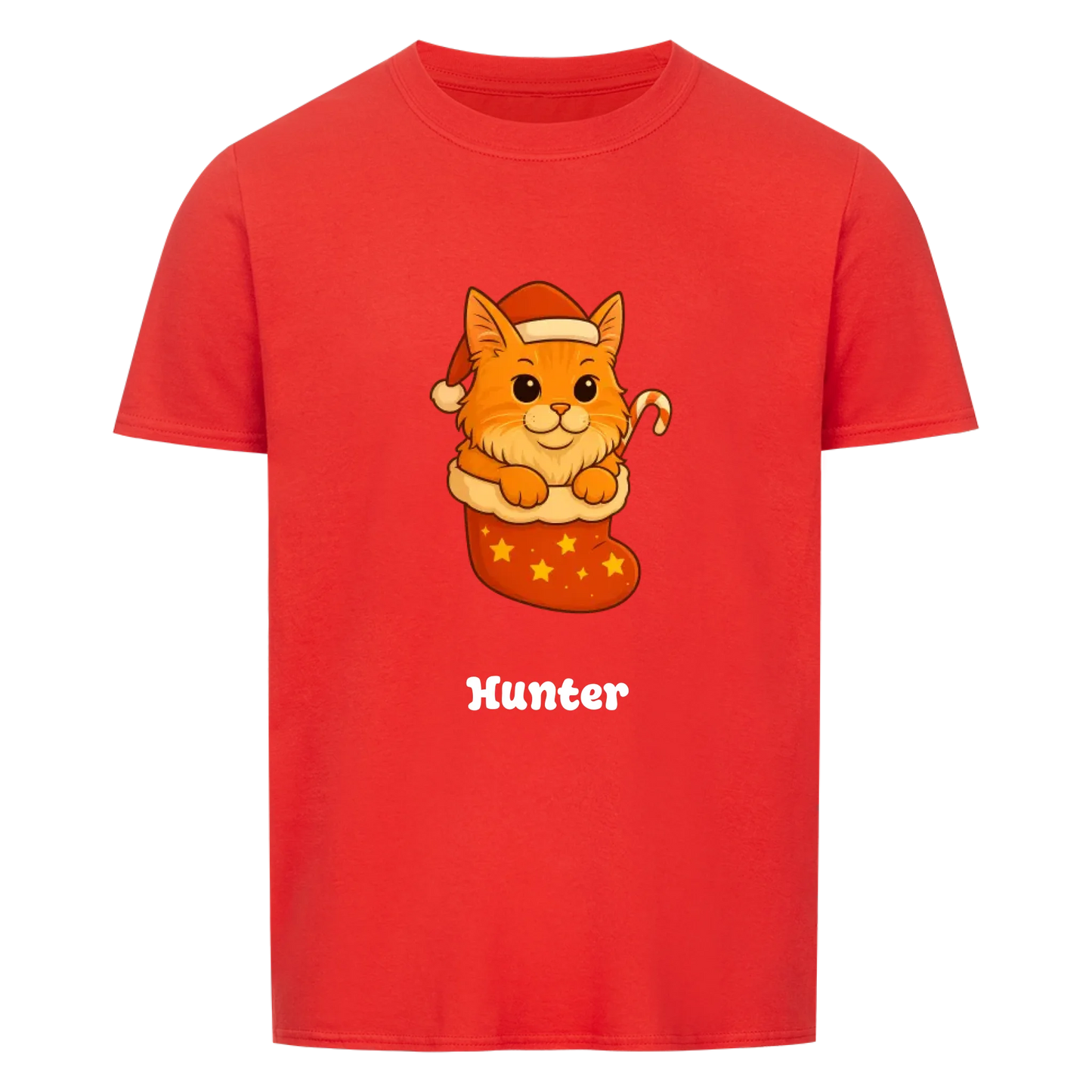 Dein Haustier als Cartoon im Weihnachtsstrumpf (T-Shirt unisex)